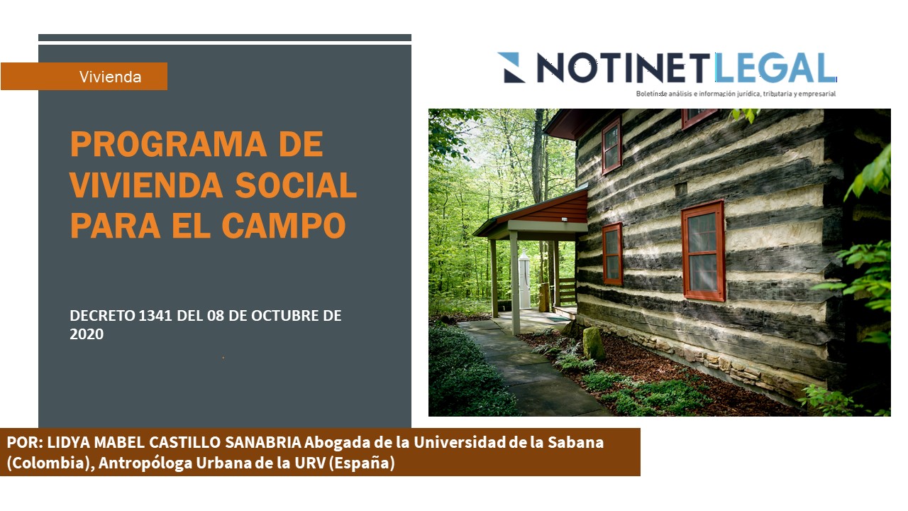 Programa de vivienda Social para el Campo: Decreto 1341 del 08 de octubre de 2020